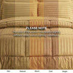 8-Piece Dobby Stripe Comforter Set - Includes 4-Piece Sheet Set with Double Sided Storage Pockets