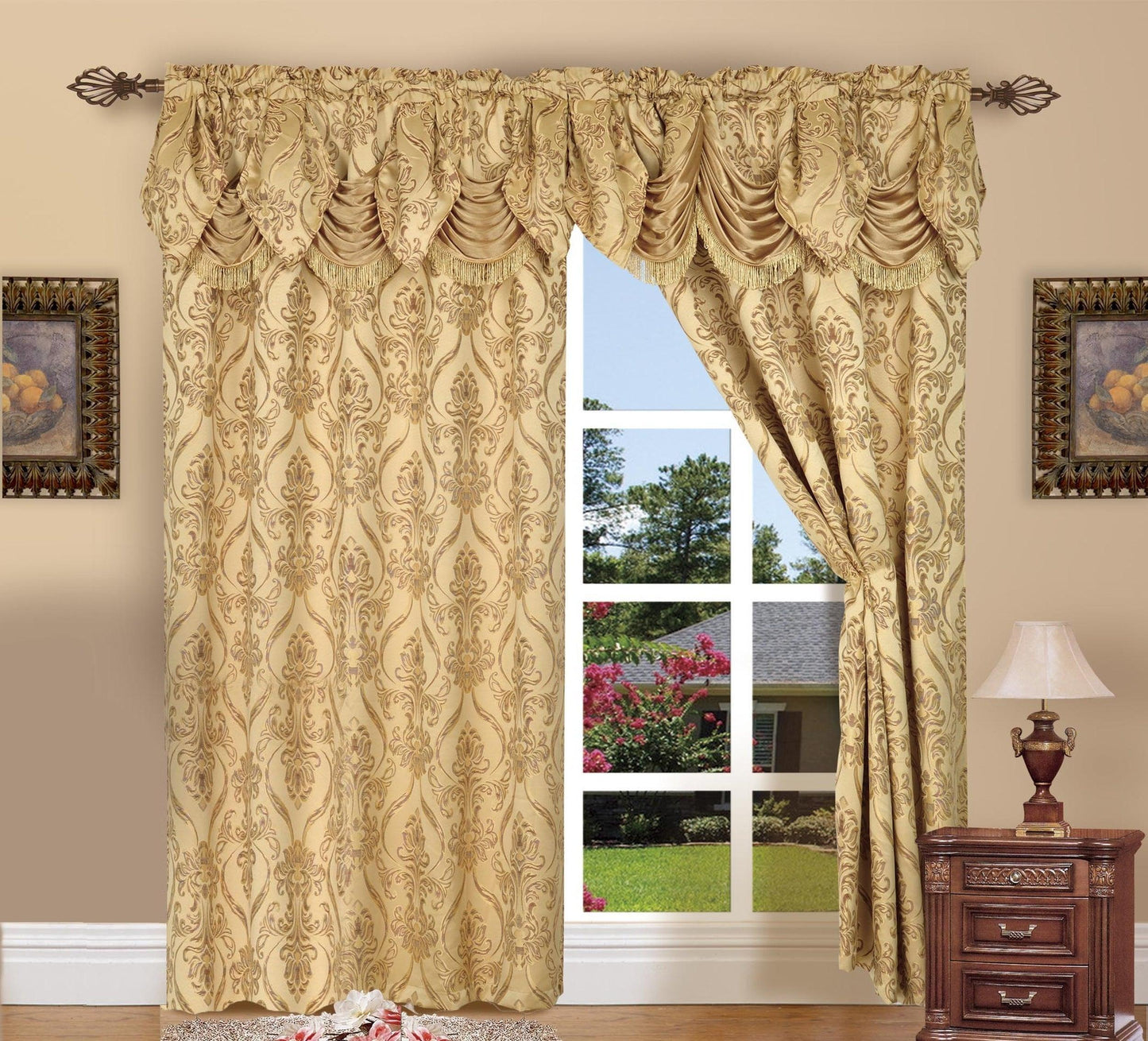 Elegant Comfort Set of 2 Penelope Jacquard Look Curtain Panels - 54" W x 84" L