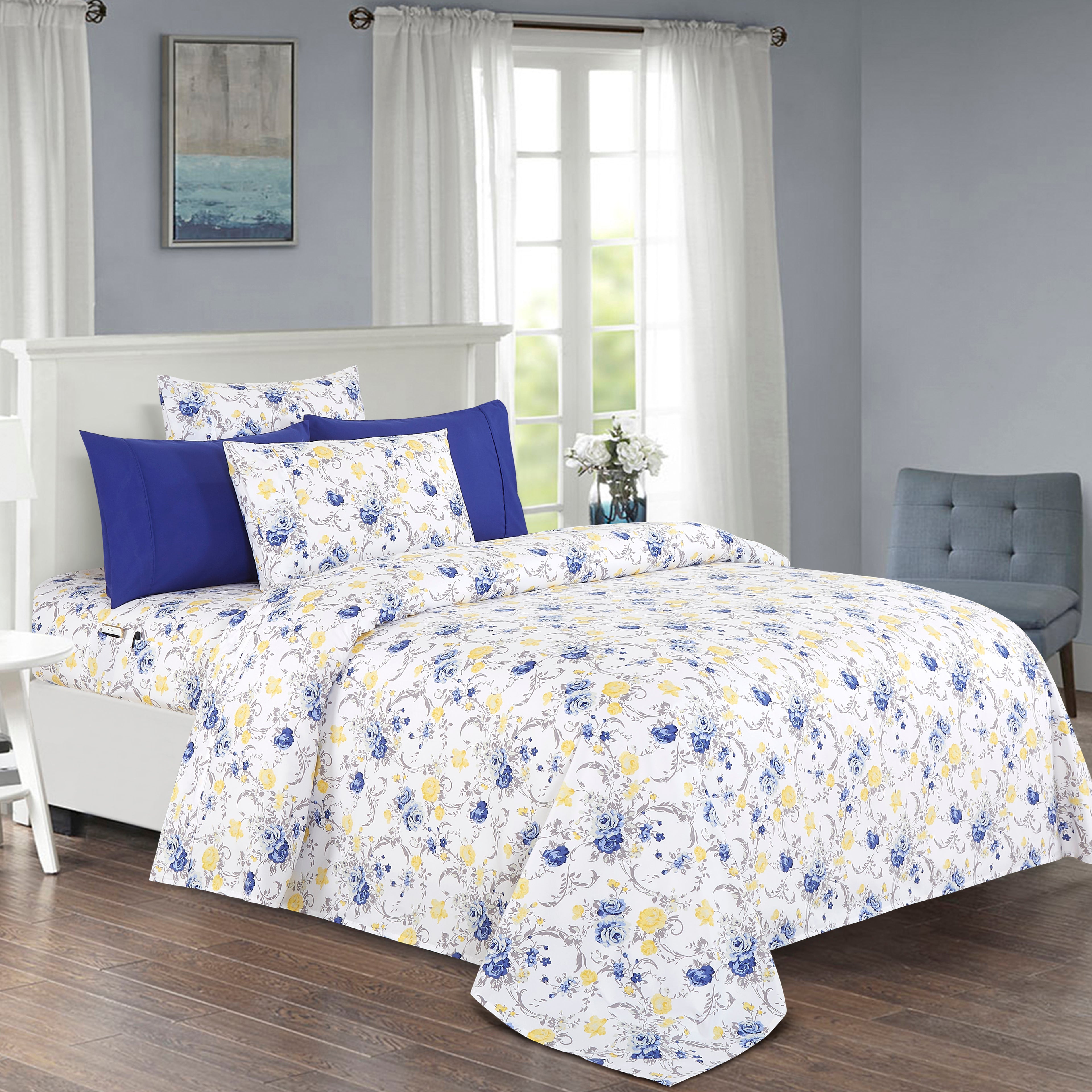 6-Piece Floral and Stripe Pattern Sheet Set - Soft as a Hotel Premium Quality Bedding