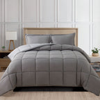 Reversible 3-Piece Box Stitched Comforter & Shams - Duvet Insert with 4 Corner Tabs