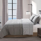 Reversible 3-Piece Box Stitched Comforter & Shams - Duvet Insert with 4 Corner Tabs