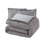 Reversible 3-Piece Box Stitched Comforter & Shams - Duvet Insert with 4 Corner Tabs