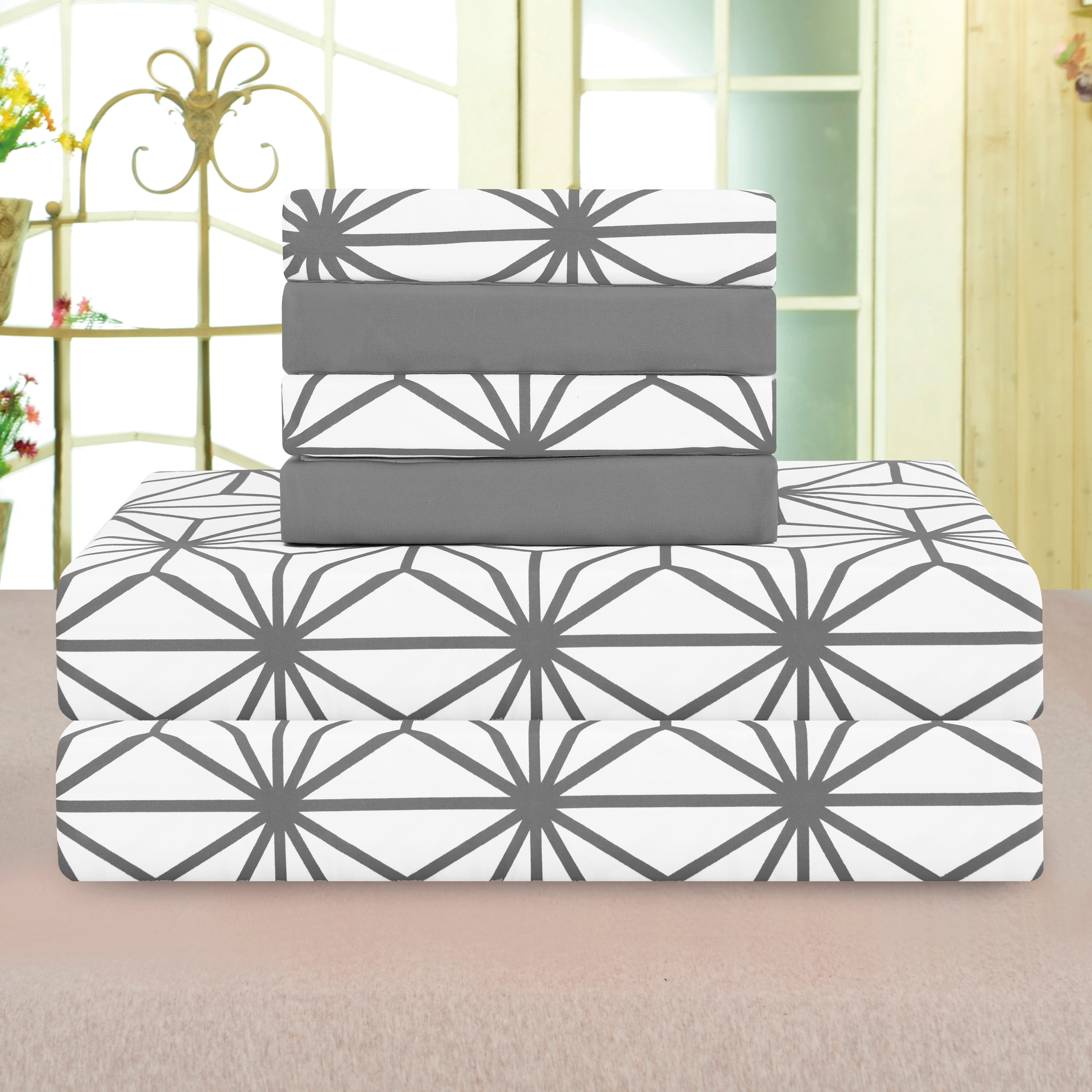 6-Piece Cube Bed Sheet Set  - Geometric Pattern - Soft as a Hotel Premium Quality