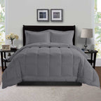 3-Piece Solid Box Stitched Comforter & Shams - Double-Filled Comforter