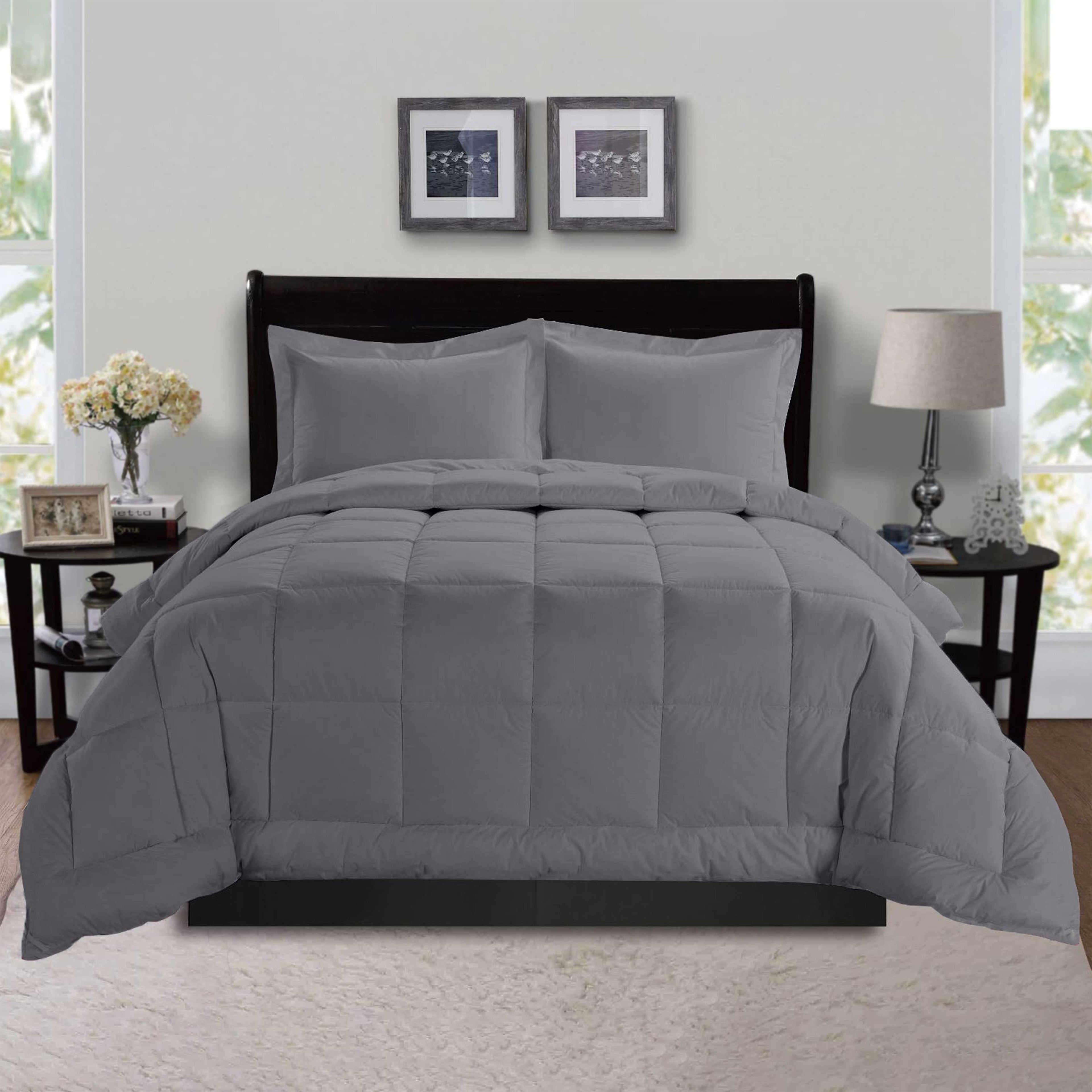 3-Piece Solid Box Stitched Comforter & Shams - Double-Filled Comforter