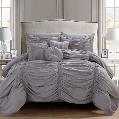 Elegant Comfort 10-Piece Pleated Comforter Set - Includes 4-Piece Sheet Set with Double Sided Storage Pockets