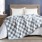 50" x 70"  Ultra Soft Checkered Knitted Throw Blanket