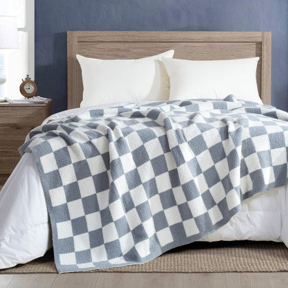 Elegant Comfort 50" x 70"  Ultra Soft Checkered Knitted Throw Blanket