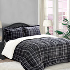 3-Piece Plaid Micro-Suede Reversible Sherpa - Comforter Set