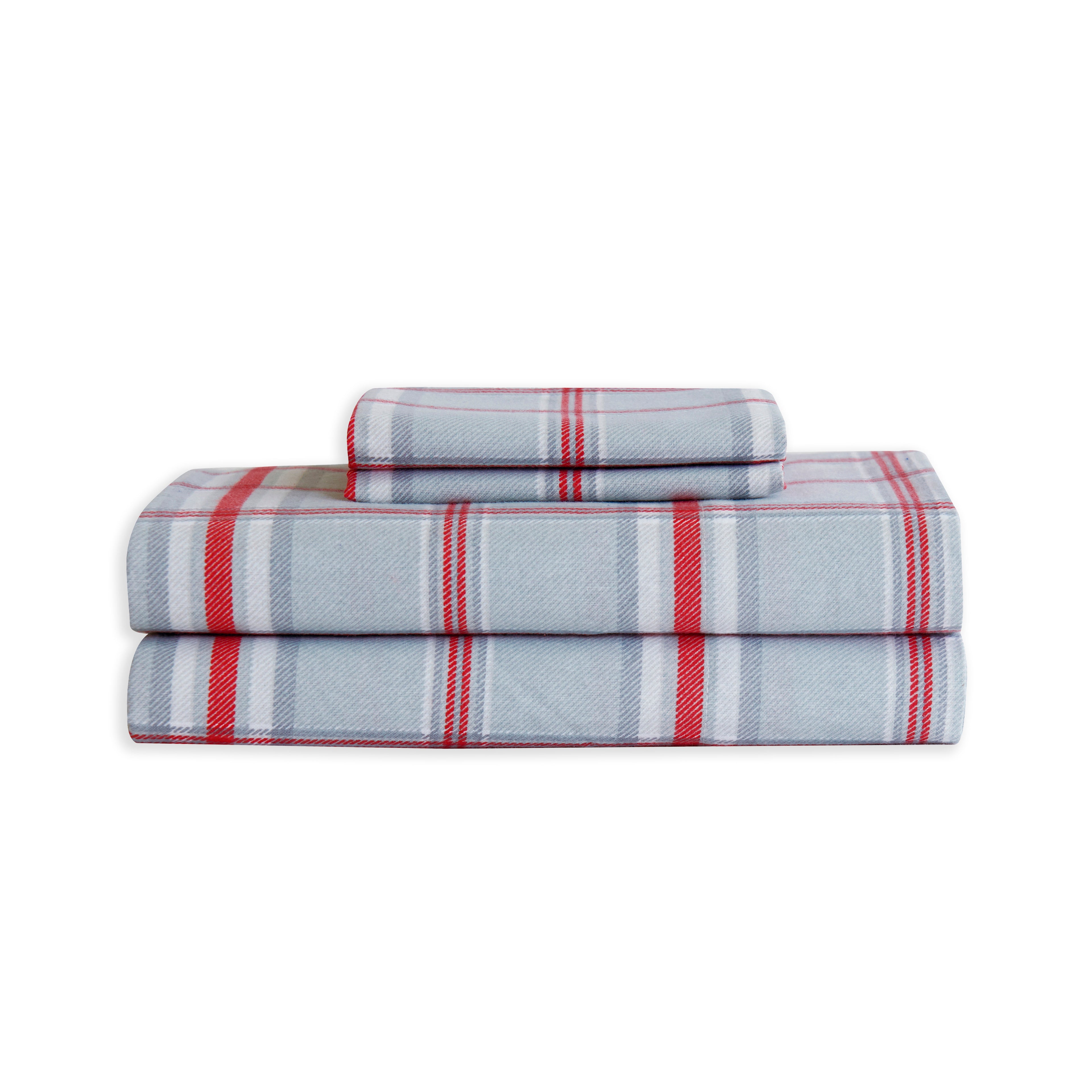 Flannel Plaid - 100% Turkish Cotton Flannel, 4-Piece Flannel Sheet Set