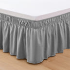 1-Piece Ruffle Bed Skirt - Around Style Elastic Bed Wrap - 16 inch Drop