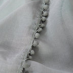 Set of 2 Pom Pom Tasseled Sheer Curtain - Rod Pocket
