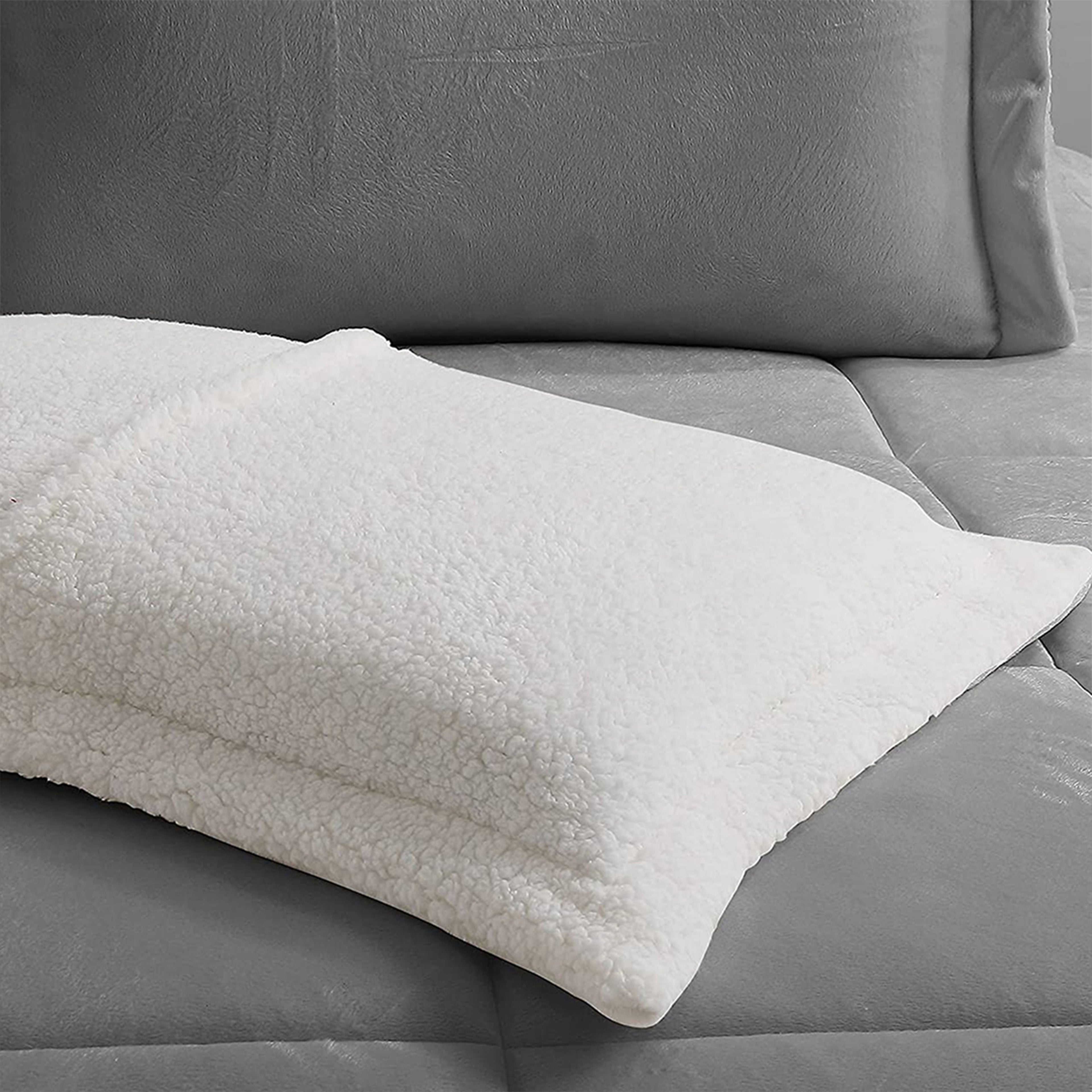 3-Piece Micro-Suede Reversible Sherpa - Solid Color Design Comforter Set