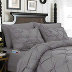 8-Piece Pintuck Pinch Pleated Comforter Set - Includes 4-Piece Sheet Set with Double Sided Storage Pockets