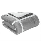3-Piece Stripe Micro-Suede Reversible Sherpa - Comforter Set