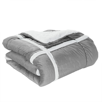 Elegant Comfort 3-Piece Stripe Micro-Suede Reversible Sherpa - Comforter Set