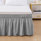 1-Piece Ruffle Bed Skirt - Around Style Elastic Bed Wrap - 16 inch Drop