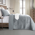 3-Piece Velvet Corduroy Stripe Quilted Bedspread Coverlet Set