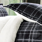 3-Piece Plaid Micro-Suede Reversible Sherpa - Comforter Set