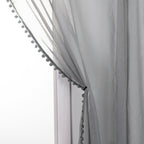 Set of 2 Pom Pom Tasseled Sheer Curtain - Rod Pocket