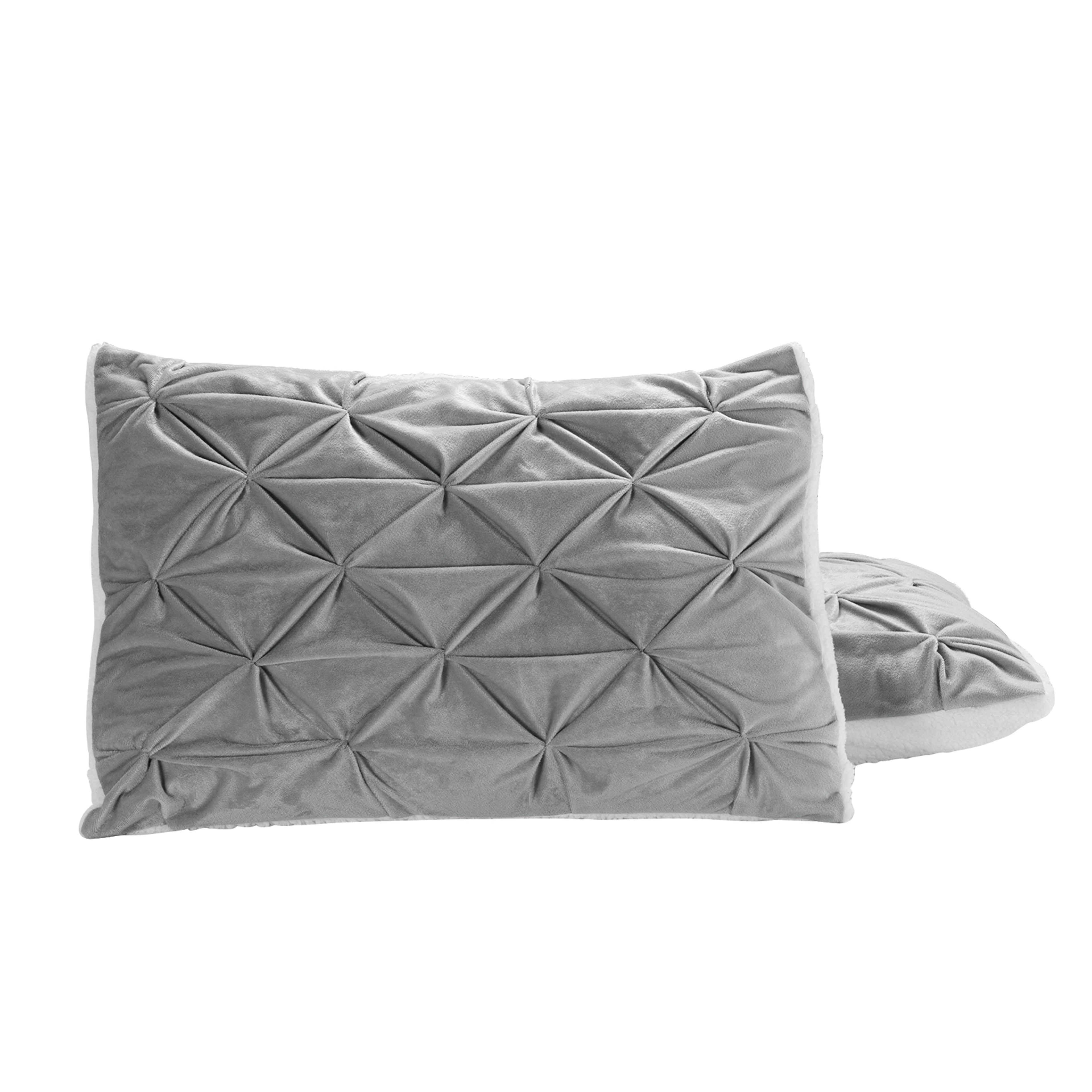 3-Piece Pinch Pleated Micro-Suede Reversible Sherpa - Comforter Set
