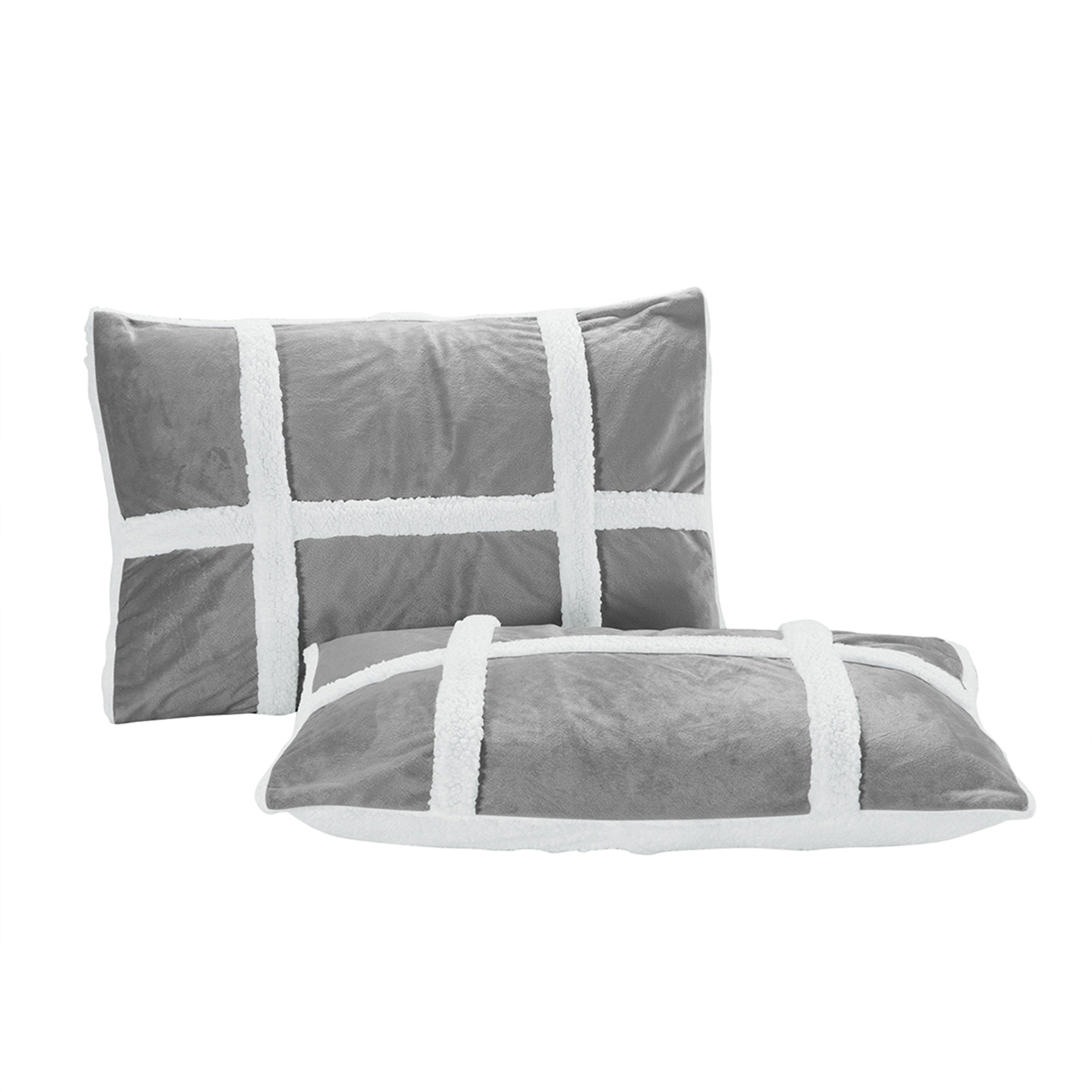 3-Piece Stripe Micro-Suede Reversible Sherpa - Comforter Set