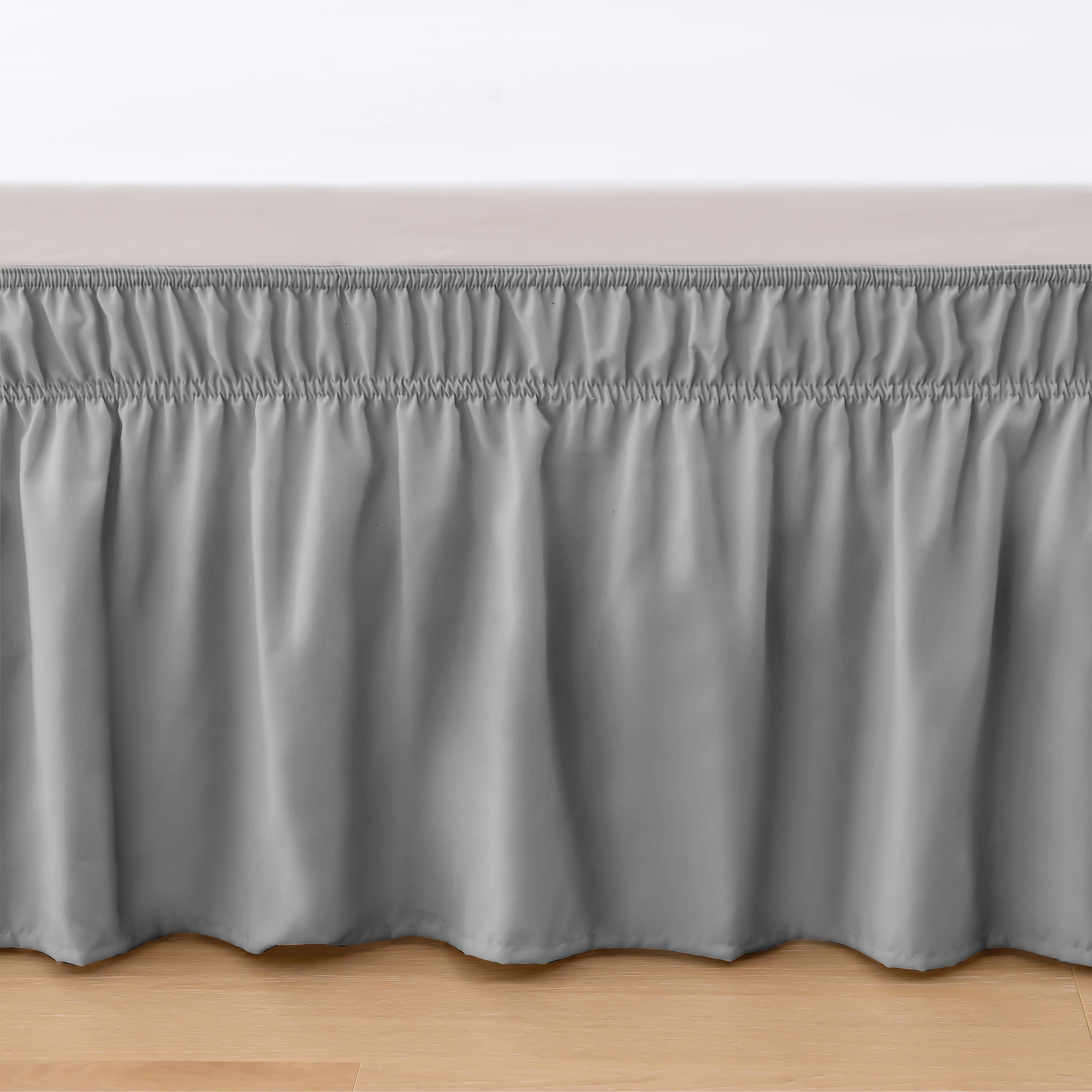 1-Piece Ruffle Bed Skirt - Around Style Elastic Bed Wrap - 16 inch Drop