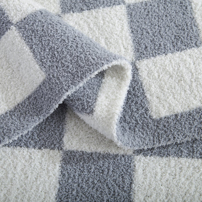 Elegant Comfort 50" x 70"  Ultra Soft Checkered Knitted Throw Blanket