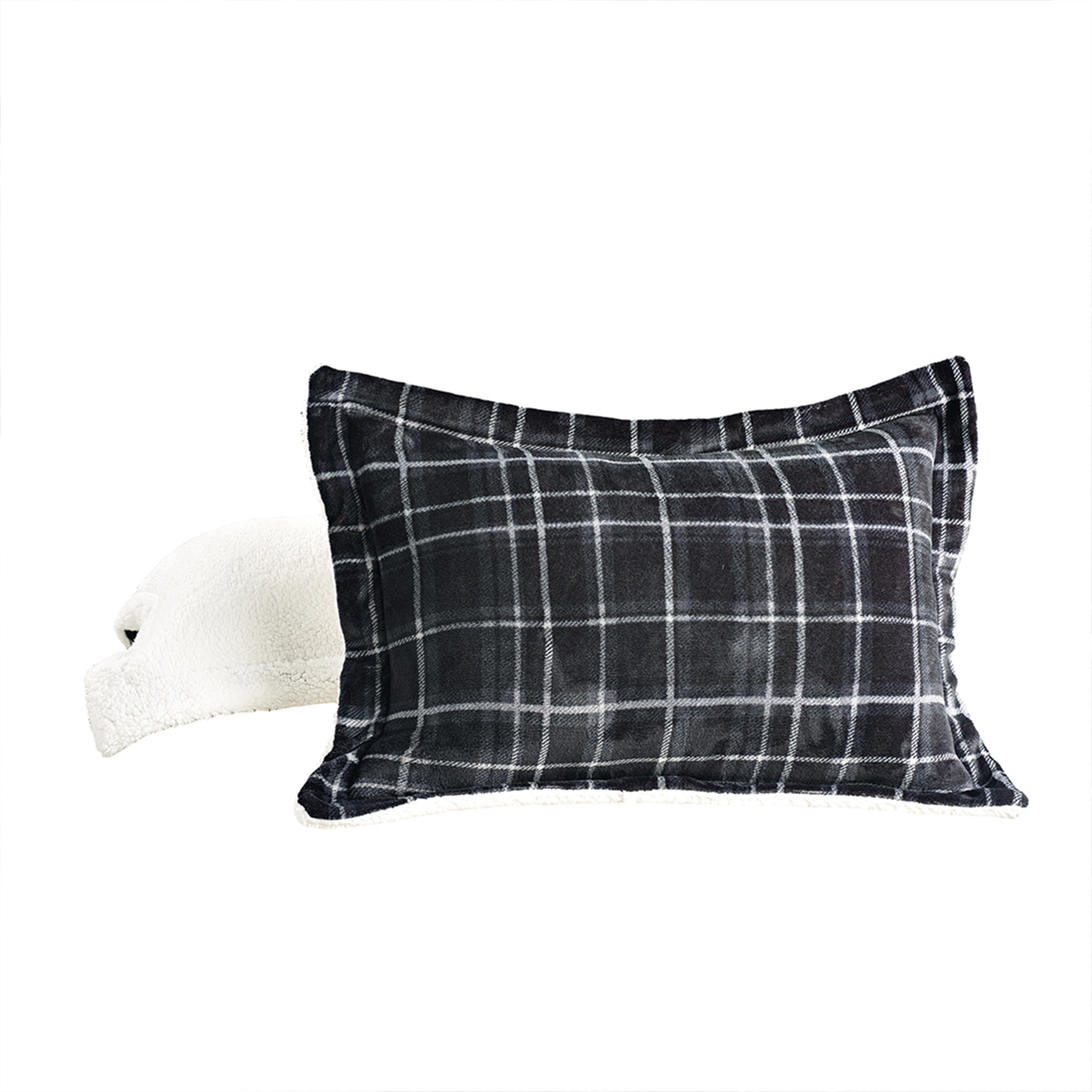 3-Piece Plaid Micro-Suede Reversible Sherpa - Comforter Set