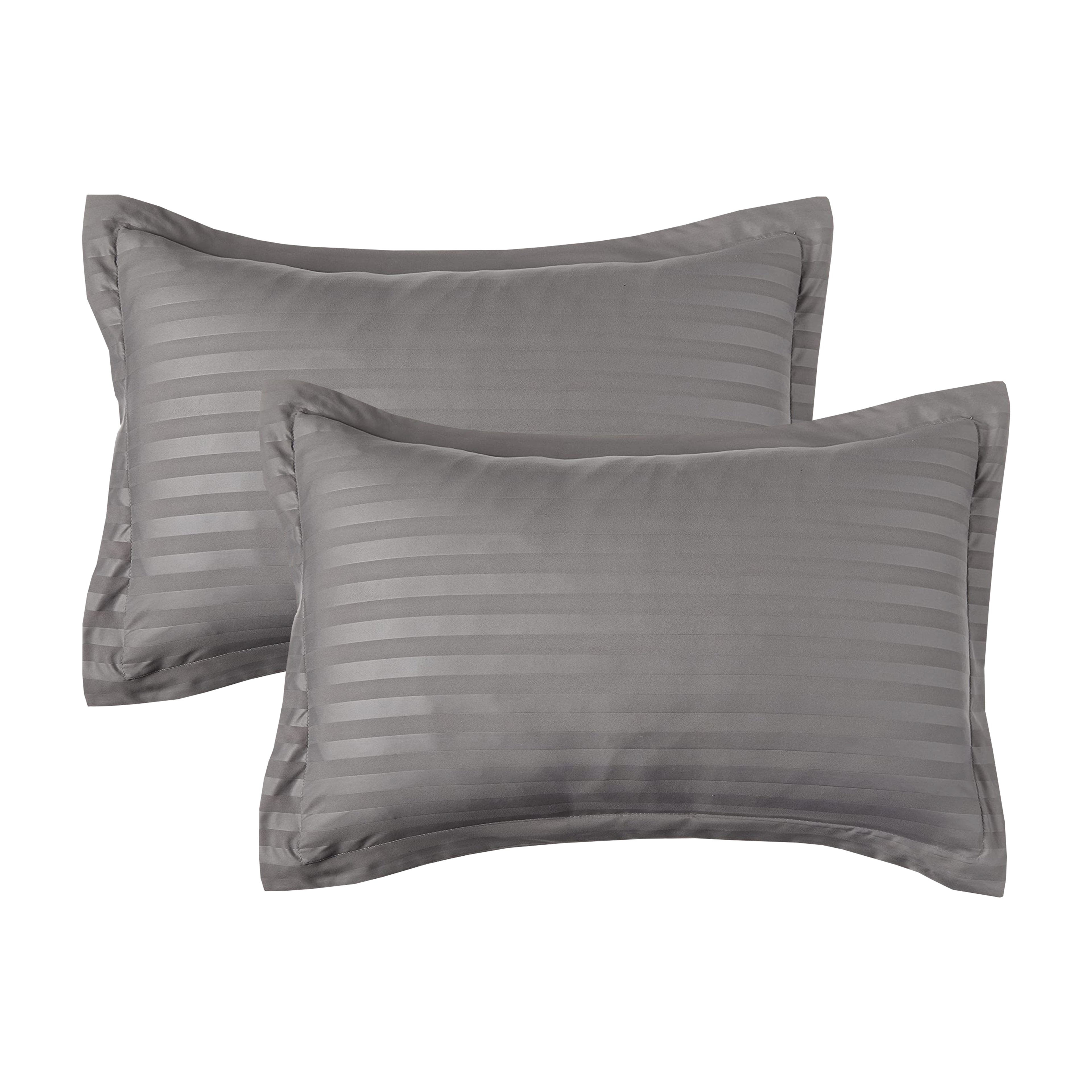 8-Piece Dobby Stripe Comforter Set - Includes 4-Piece Sheet Set with Double Sided Storage Pockets