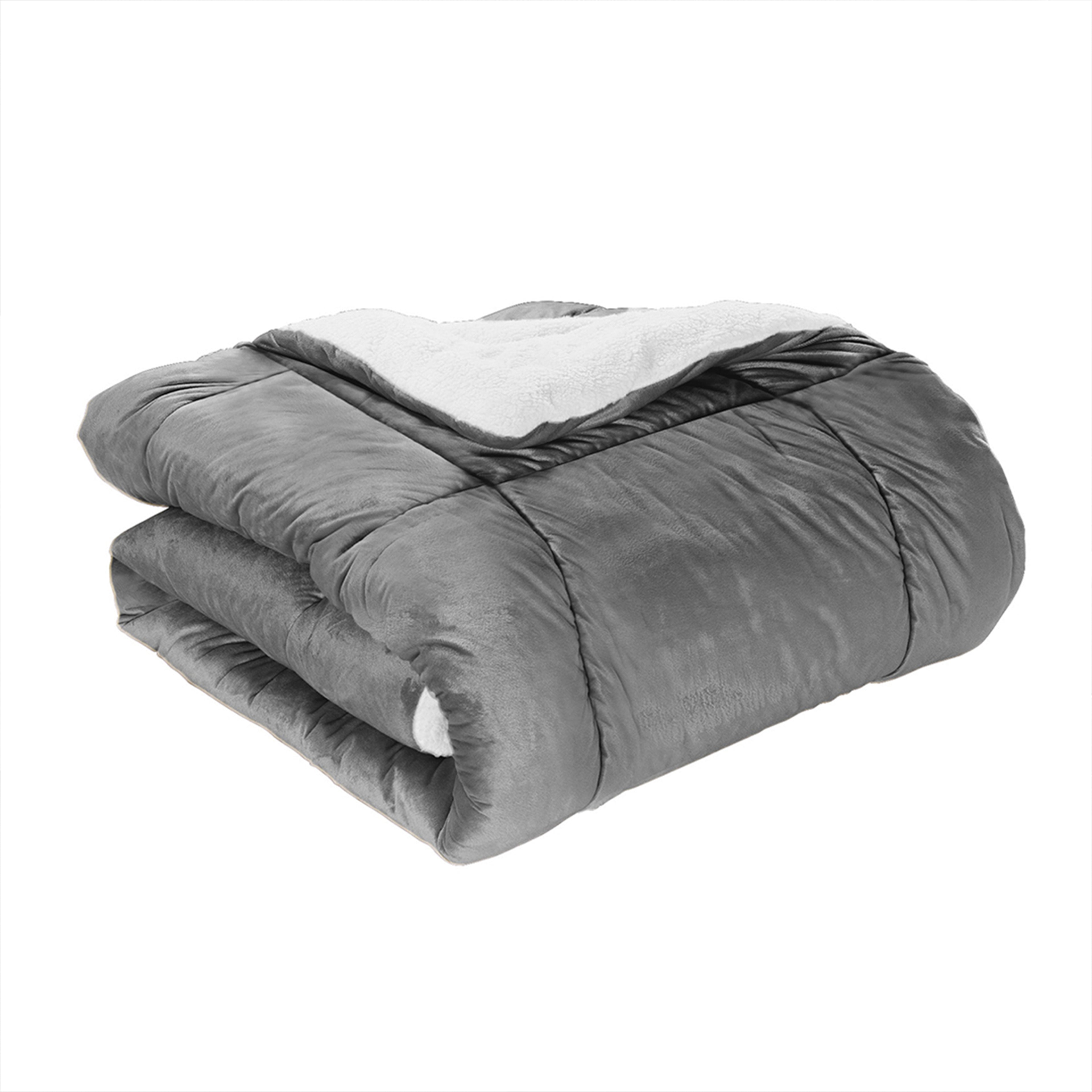 3-Piece Micro-Suede Reversible Sherpa - Solid Color Design Comforter Set