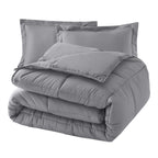 3-Piece Solid Box Stitched Comforter & Shams - Double-Filled Comforter