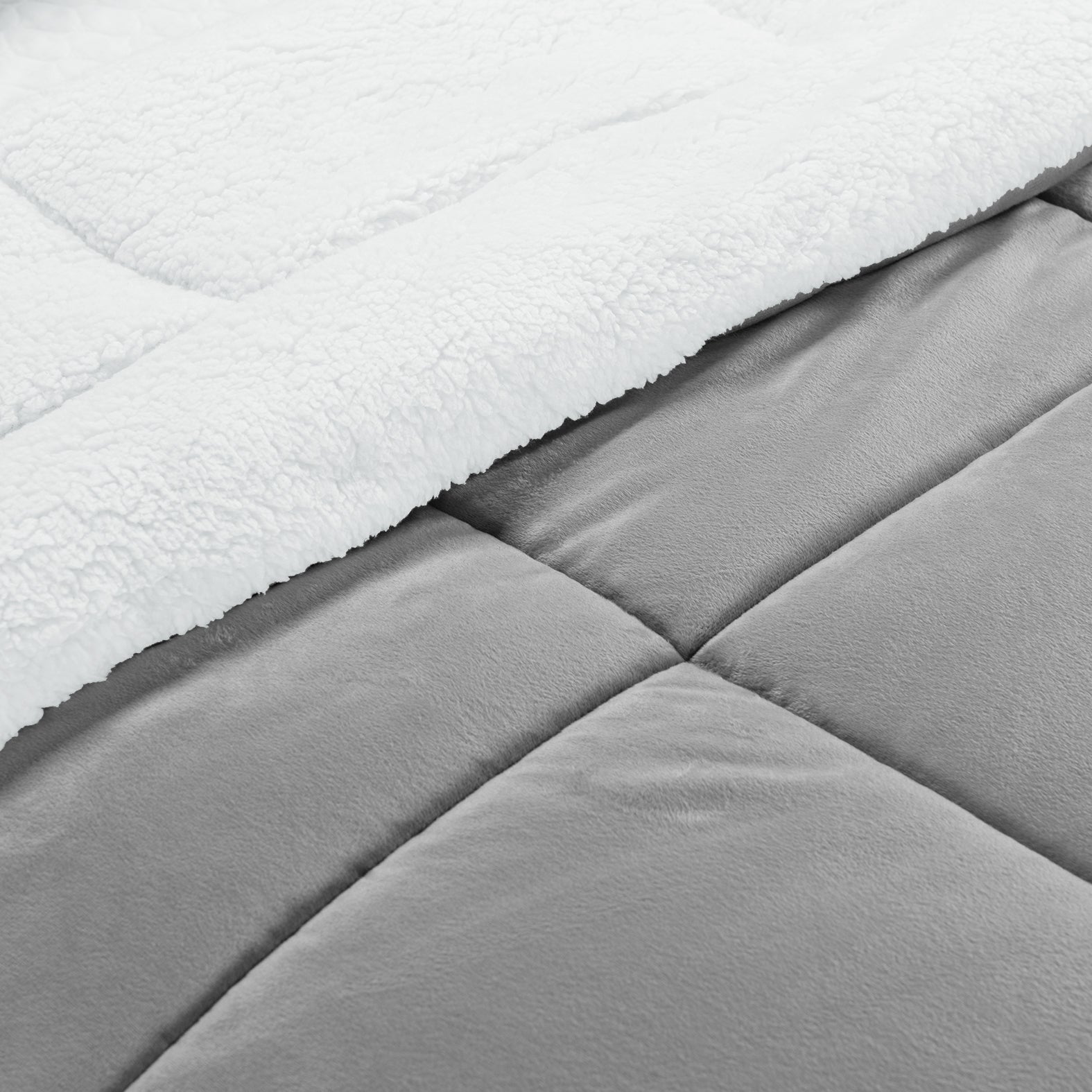 3-Piece Stripe Micro-Suede Reversible Sherpa - Comforter Set