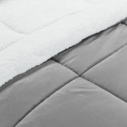 Elegant Comfort 3-Piece Stripe Micro-Suede Reversible Sherpa - Comforter Set