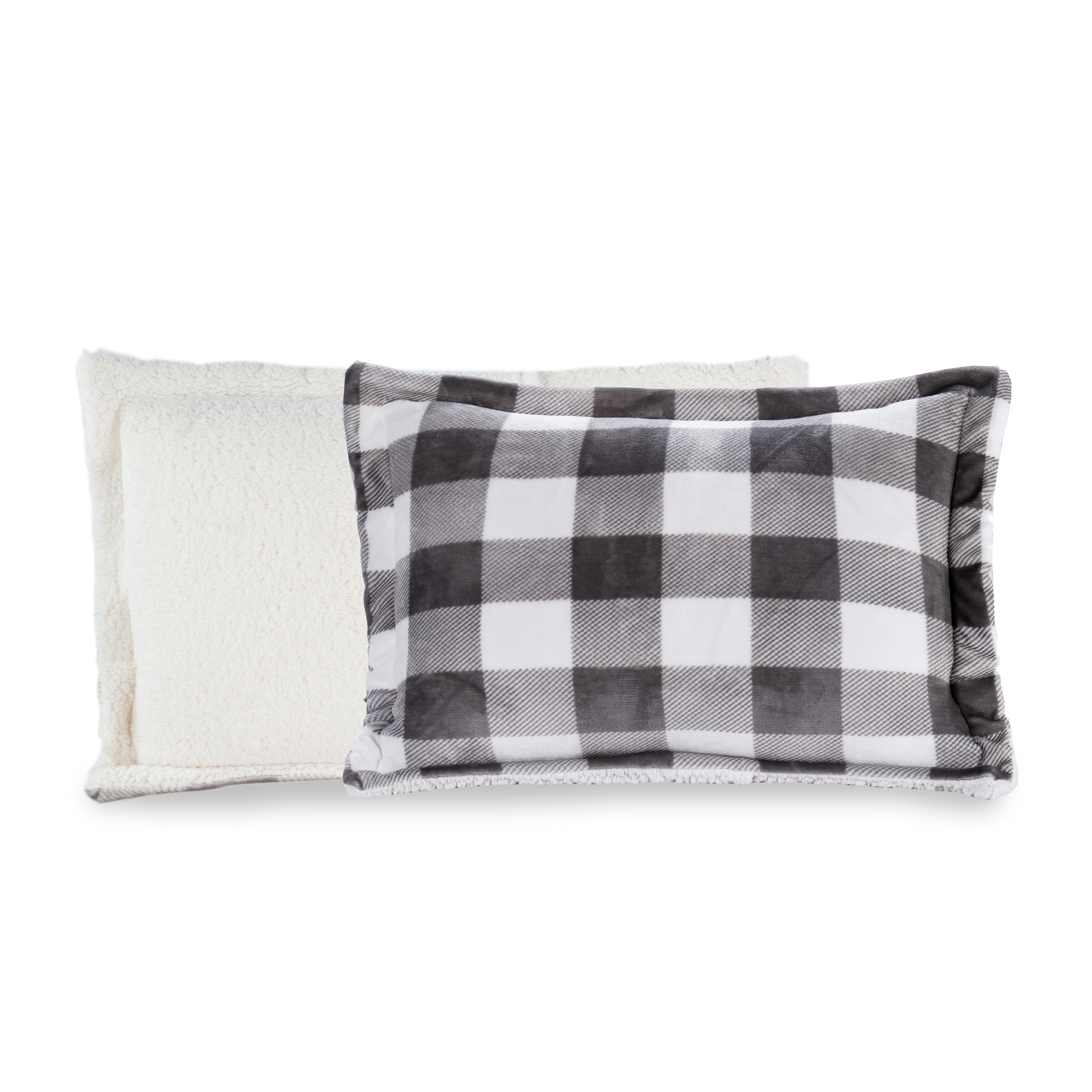 3-Piece Buffalo Micro-Suede Reversible Sherpa - Lodge-Plaid Pattern Comforter Set