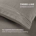 Extra deep 18-24 Inch Pocket 3 Line Embroidery, 6-Piece Sheet Set, Moody Shades
