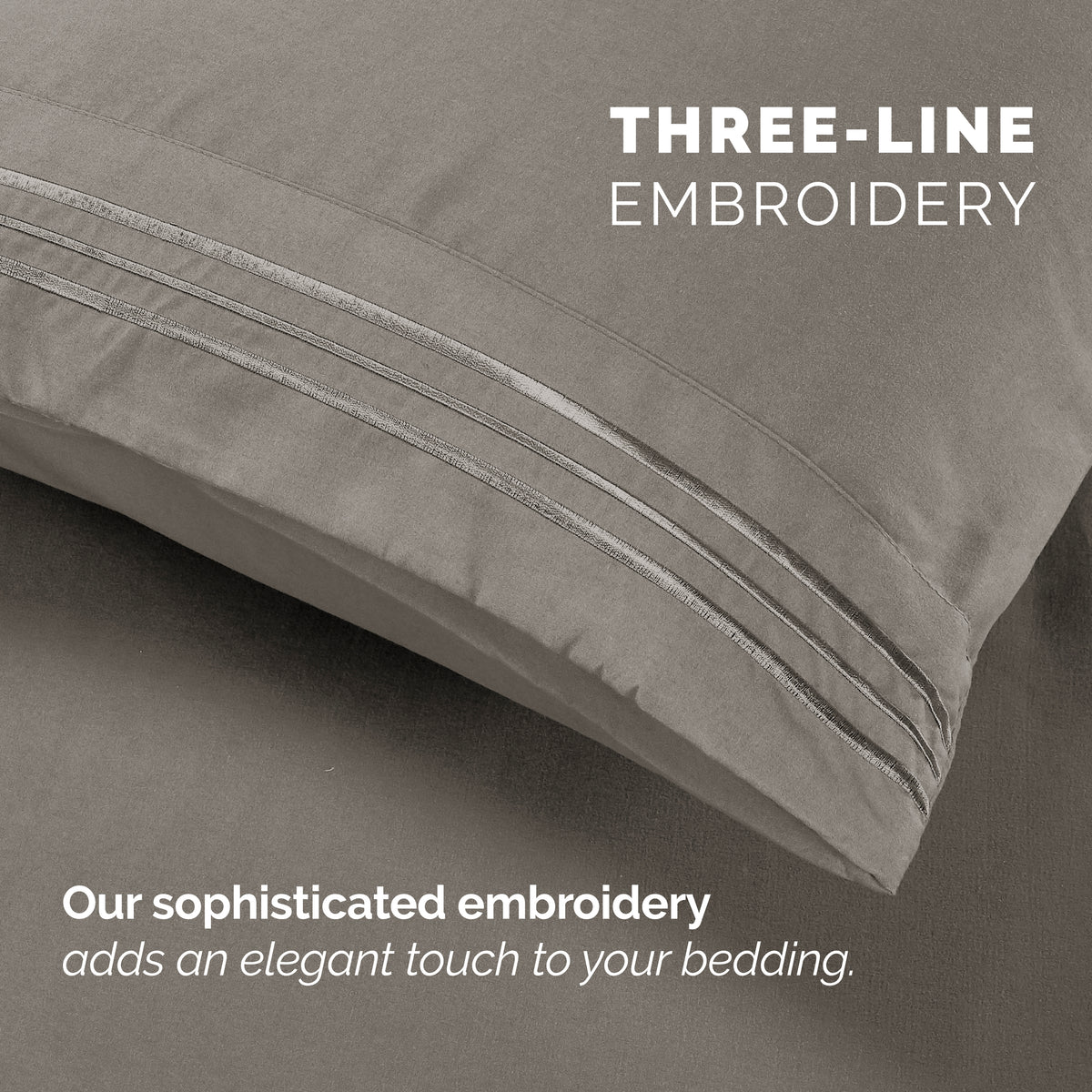 Extra deep 18-24 Inch Pocket 3 Line Embroidery, 6-Piece Sheet Set, Moody Shades