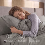 Extra deep 18-24 Inch Pocket 3 Line Embroidery, 6-Piece Sheet Set, Moody Shades