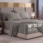 Extra deep 18-24 Inch Pocket 3 Line Embroidery, 6-Piece Sheet Set, Moody Shades
