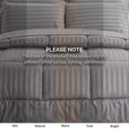 8-Piece Dobby Stripe Comforter Set - Includes 4-Piece Sheet Set with Double Sided Storage Pockets