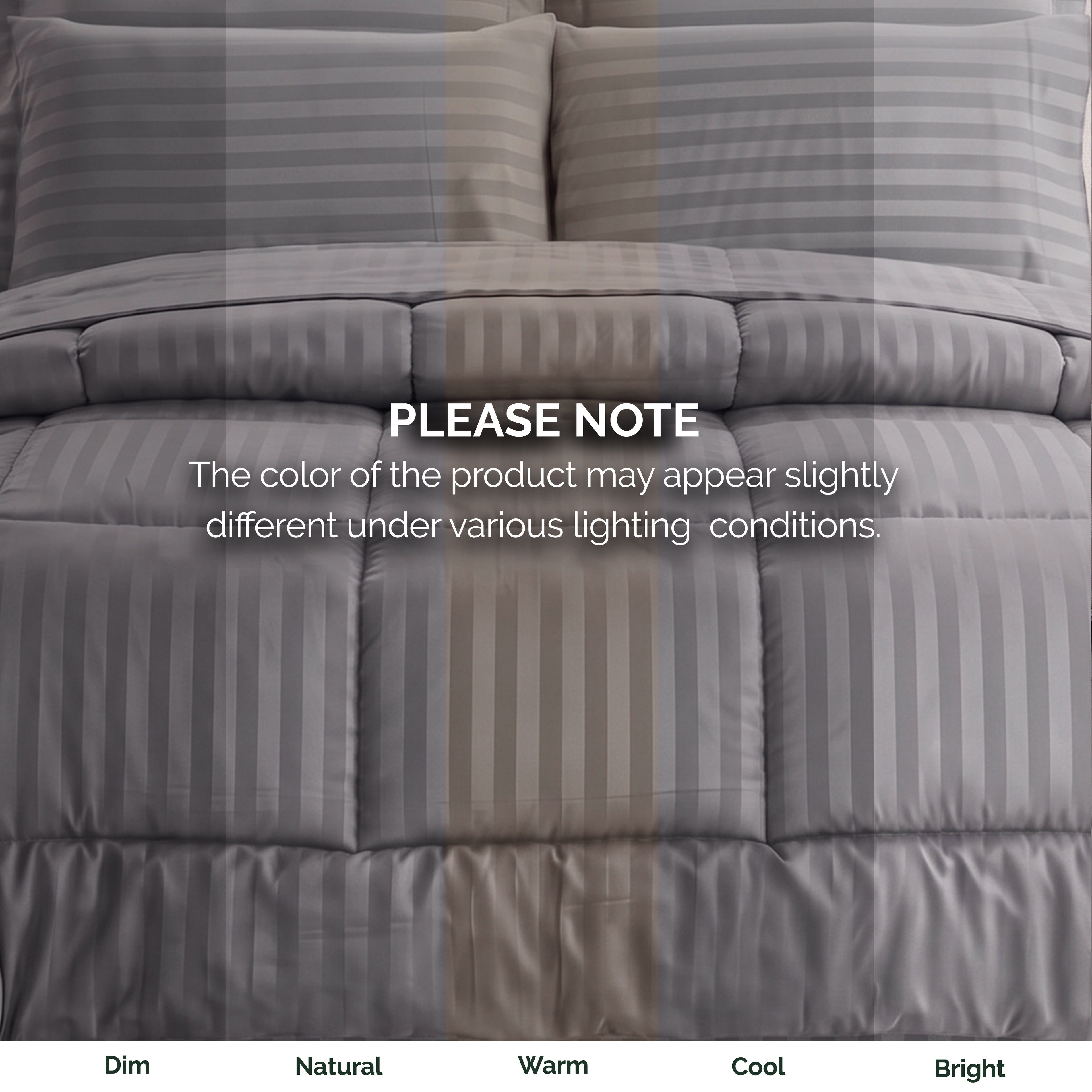 8-Piece Dobby Stripe Comforter Set - Includes 4-Piece Sheet Set with Double Sided Storage Pockets