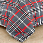 8-Piece Lodge Plaid and Patch Reversible Comforter Set - Includes 4-Piece Sheet Set with Double Sided Storage Pockets