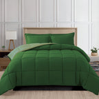 Reversible 3-Piece Box Stitched Comforter & Shams - Duvet Insert with 4 Corner Tabs