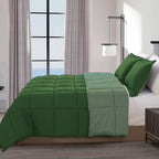 Reversible 3-Piece Box Stitched Comforter & Shams - Duvet Insert with 4 Corner Tabs