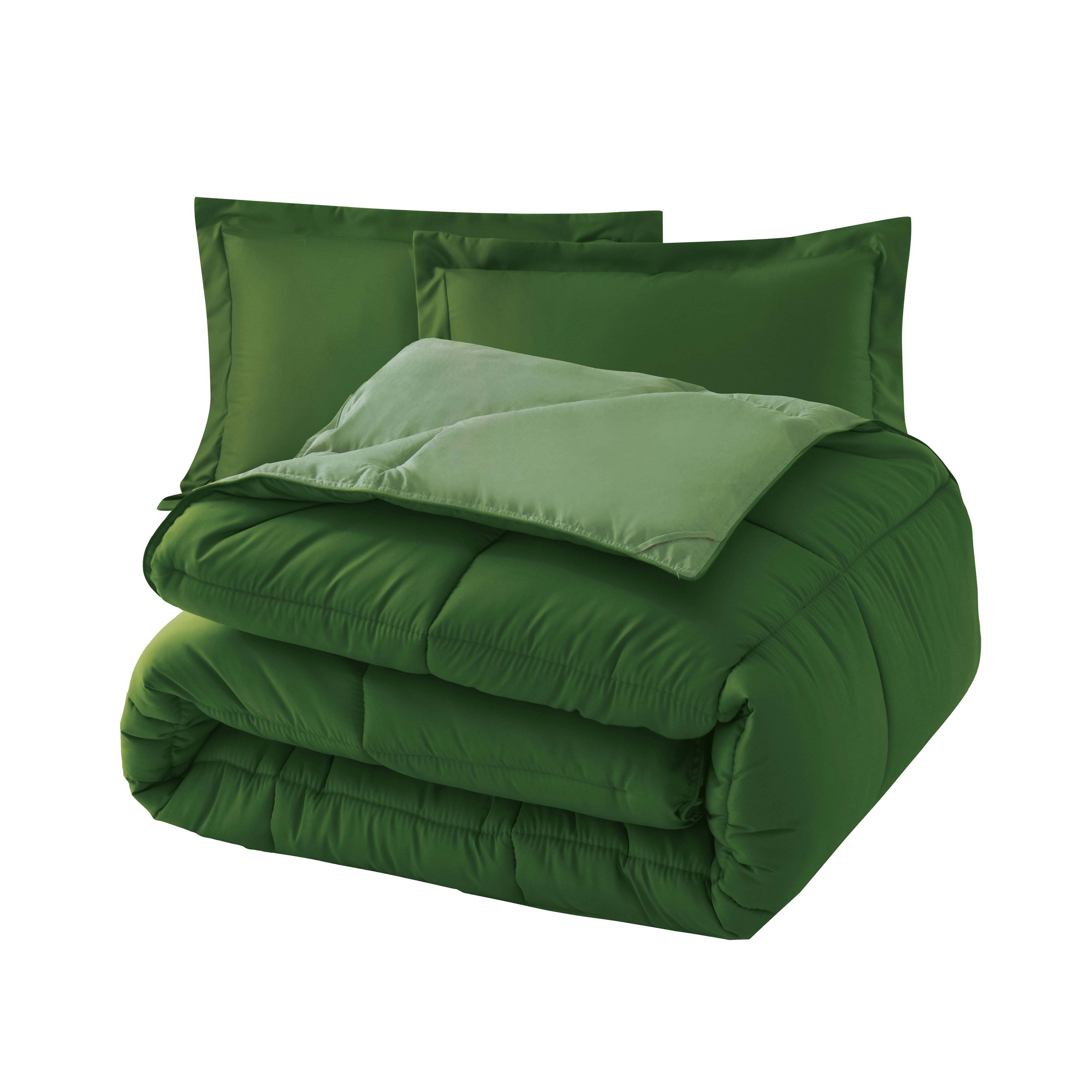 Reversible 3-Piece Box Stitched Comforter & Shams - Duvet Insert with 4 Corner Tabs