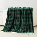 Buffalo Plaid Flannel Fleece Sherpa Throw Blanket