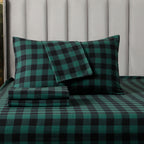Buffalo Checkered Pattern - 100% Turkish Cotton Flannel, 4-Piece Flannel Sheet Set