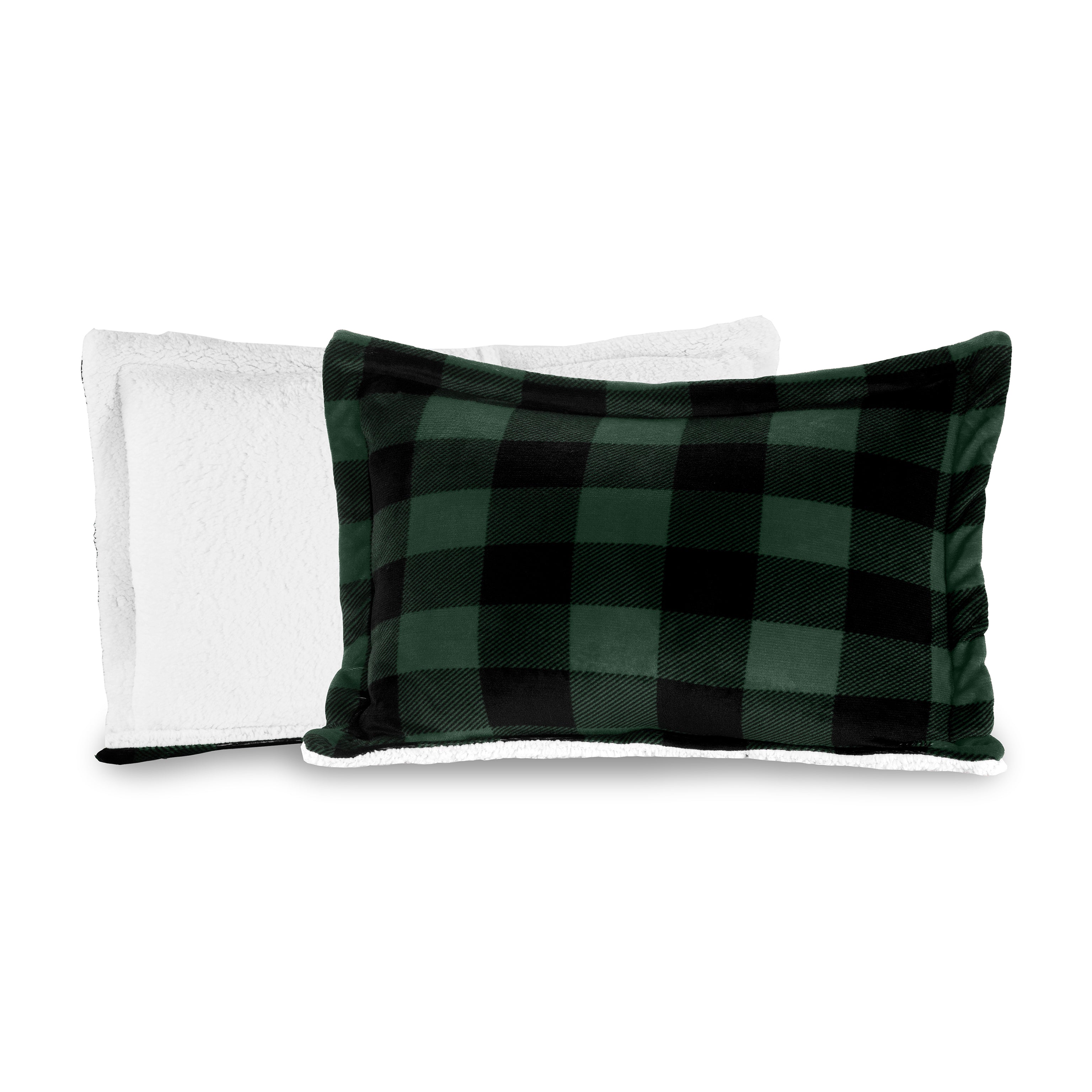 3-Piece Buffalo Micro-Suede Reversible Sherpa - Lodge-Plaid Pattern Comforter Set