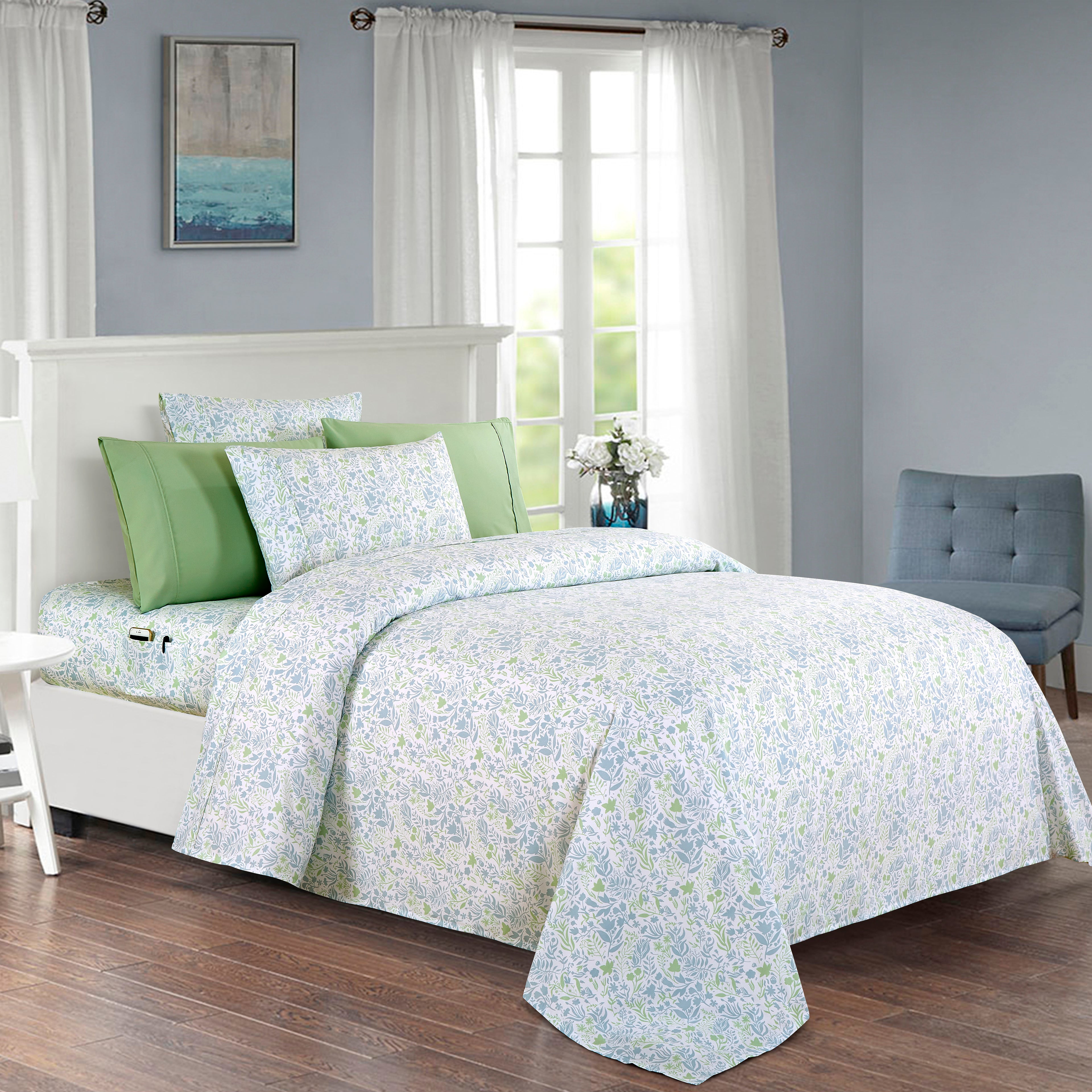 6-Piece Floral and Stripe Pattern Sheet Set - Soft as a Hotel Premium Quality Bedding