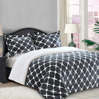 3-Piece Micro-Suede Reversible Sherpa - Bloomingdale Pattern Comforter Set